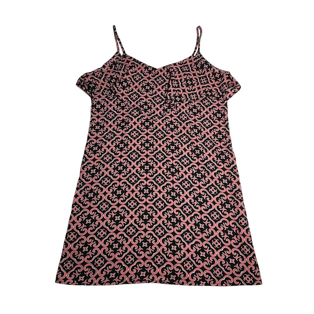 Women's Sleeveless V-Neck Brocade Print Mini Dress Size Medium Festival Party